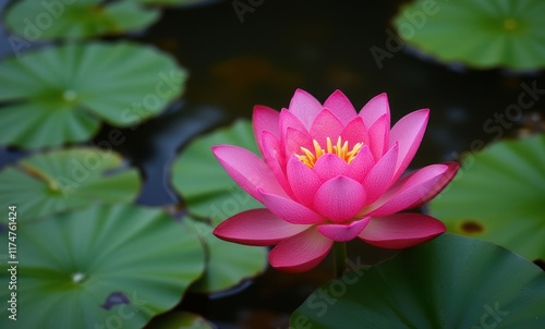 Beautiful pink lotus flower in a pond