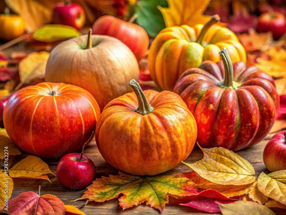 Autumn Harvest: Macro Photography of Pumpkins, Apples & Fall Leaves Autumn Harvest: Macro Photography of Pumpkins, Apples & Fall Leaves