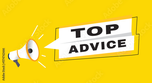 Top advice banner announce flat design graphic element. Poster or marketing sign
