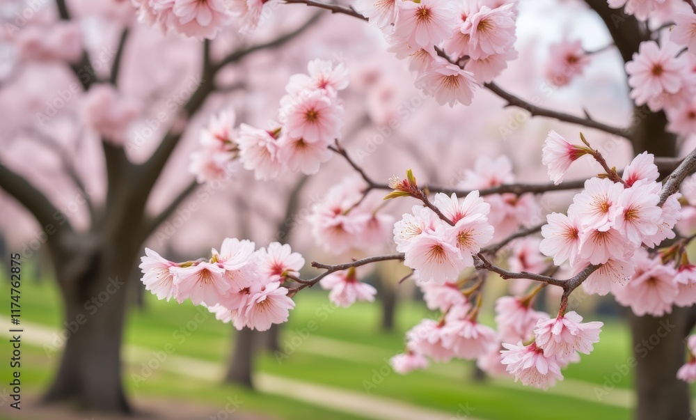 Delicate cherry blossoms in bloom. Delicate cherry blossoms in bloom.