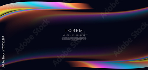 Colorful wave and light on black background.