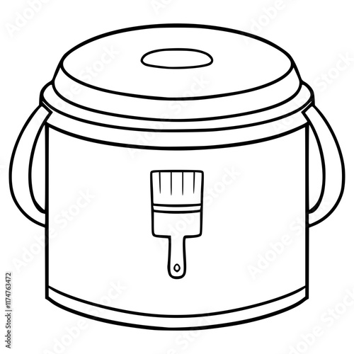 bucket paint illustration hand drawn outline vector