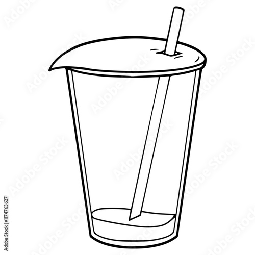 empty drink cup illustration hand drawn outline vector