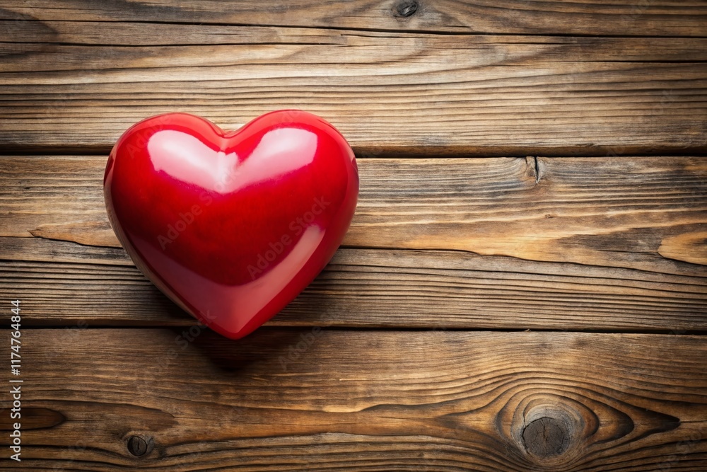 Big Red Heart on Rustic Wooden Background - Copy Space for Valentine's Day, Love, and Romance Big Red Heart on Rustic Wooden Background - Copy Space for Valentine's Day, Love, and Romance