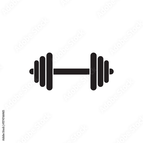 Minimalist Dumbbell Silhouette Vector Icon for Fitness and Gym