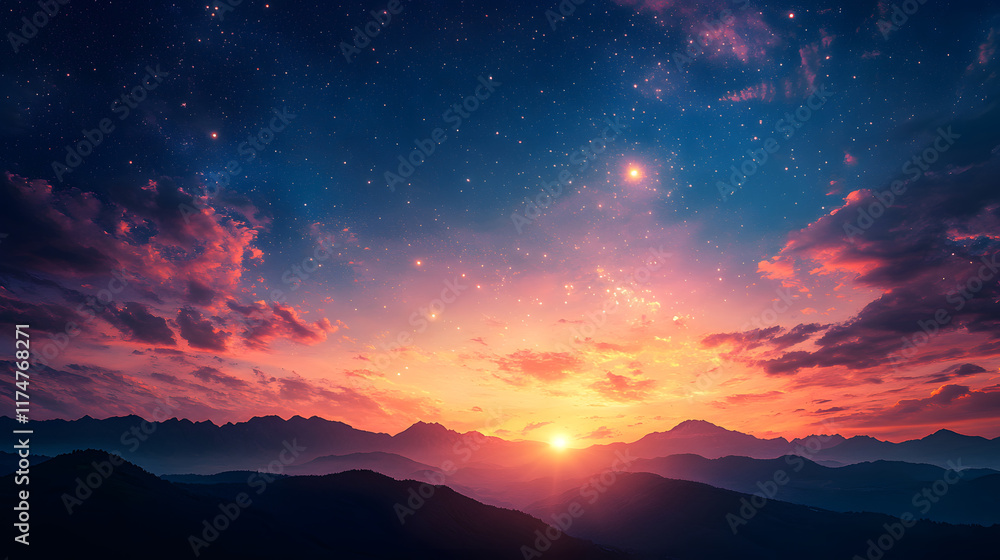 Mountains during sunset. Beautiful natural landscape
Mountains during sunset. Beautiful natural landscape