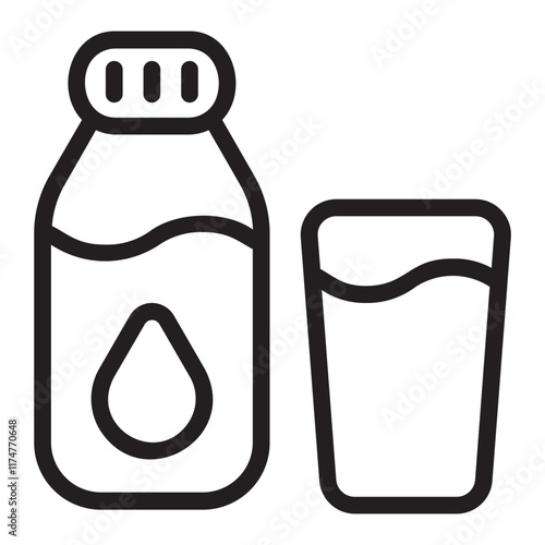 water bottle line icon