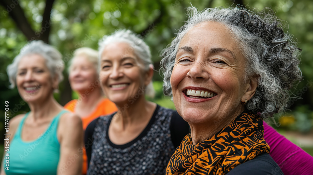 Multiracial Group of Senior Women Staying Active Outdoors