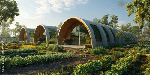 A futuristic and innovative approach to sustainability in farming and biodiversity featuring advanced designs photo