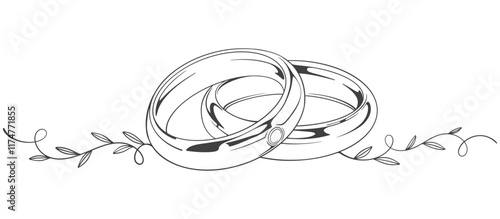 Couple of wedding rings on white background vector eps