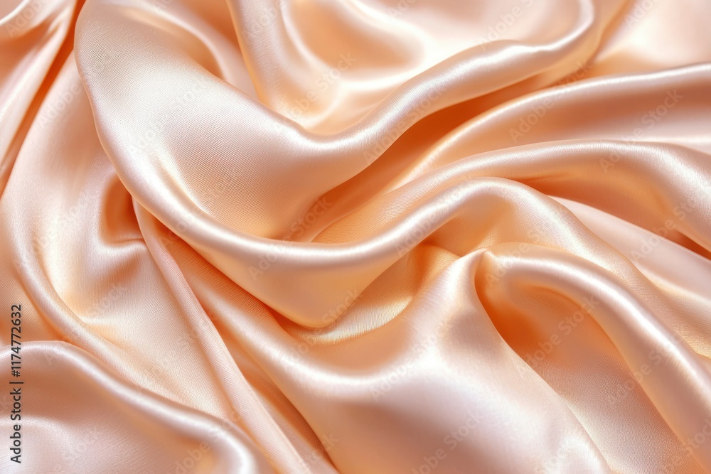 Draped Peach Satin Fabric Shows Soft Texture and Flow