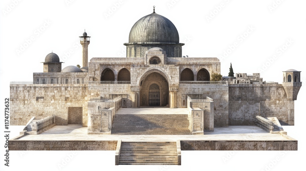 Fototapeta premium The Dome of the rock, Al-Aqsa Mosque, Jerusalem , Palestine.isolated on white 