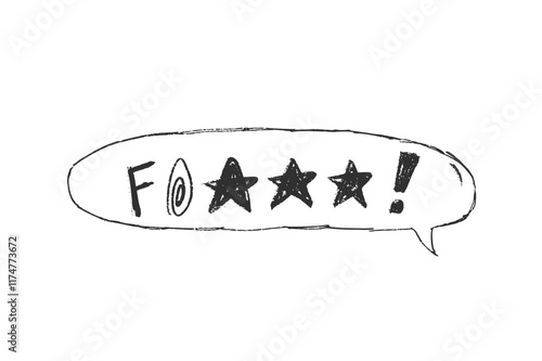 Speech bubble with swear words. Curse crayon doodle text. Bad bulling expression on chat dialog balloon. Aggressive swearword isolated on white background. Hater sign. Vector pencil drawn illustration