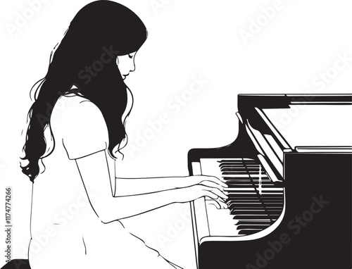 girl playing piano