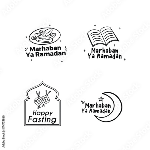 Marhaban Ya Ramadan outline Label Collection