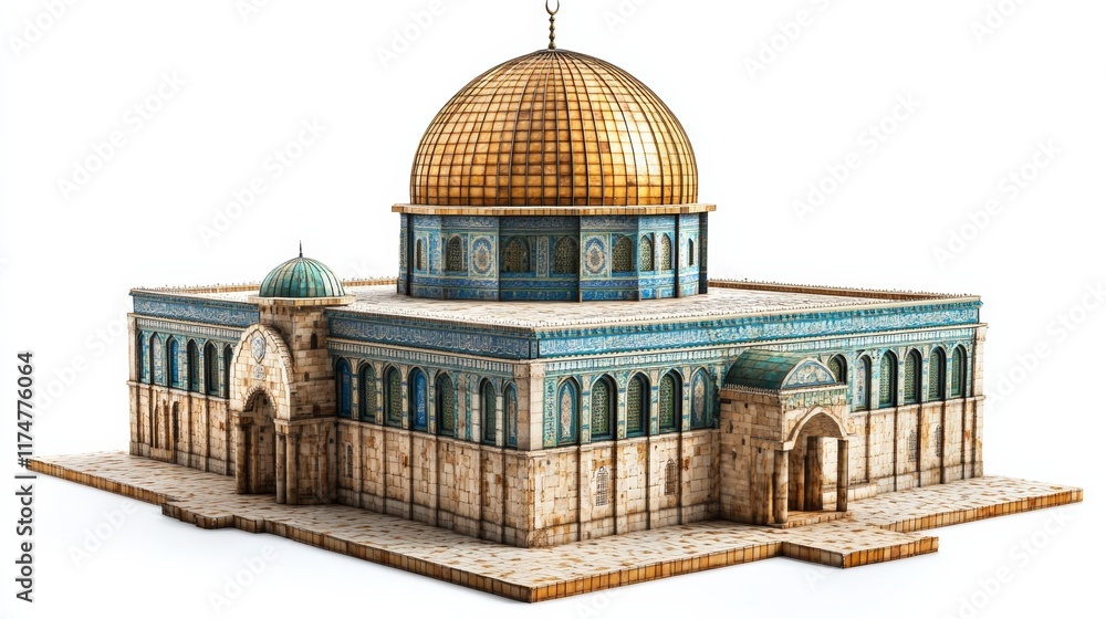 Obraz premium The Dome of the rock, Al-Aqsa Mosque, Jerusalem , Palestine.isolated on white