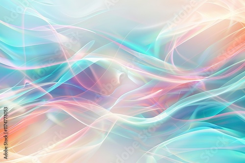 Wallpaper Mural multicoloturquoise light neon lines and waves against a bright background Torontodigital.ca