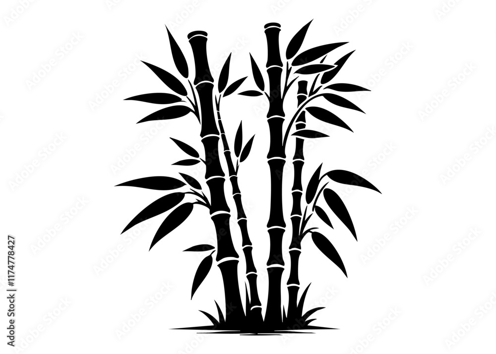 Obraz premium Bamboo Silhouette Vector Illustration