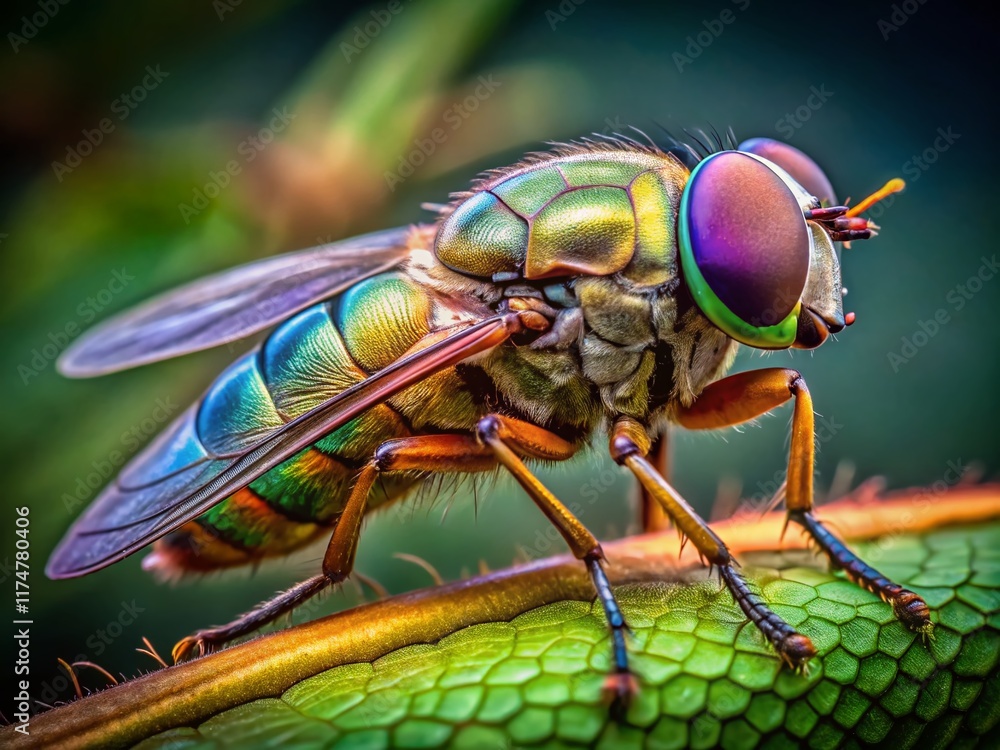 Fototapeta premium Close-up of a Horsefly, Insect Macro Photography, Detailed Wing Texture, Nature Stock Photo