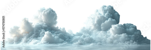 Serene White Clouds, soft billowy clouds against a pristine white backdrop, evoking a sense of tranquility and openness