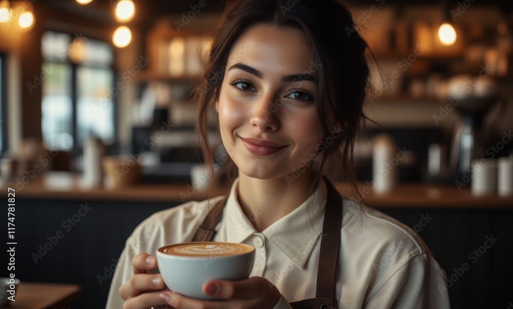 Smiling woman holding a coffee cup Smiling woman holding a coffee cup