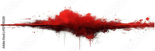 Minimalist blood splatter on a stark white background, striking contrast, modern aesthetic, abstract expression of chaos and emotion