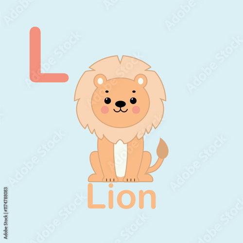 Minimalist Lion Illustration for Kids Alphabet