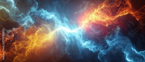 Vibrant Abstract Energy Flow with Blue and Orange Color Palette