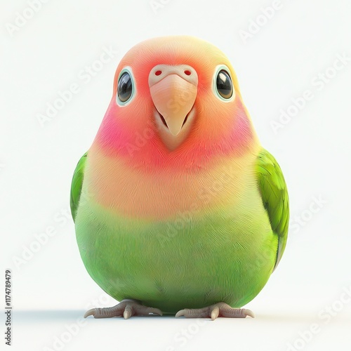 Vibrant 3D Peach-faced Lovebird with a Lutino mutation.