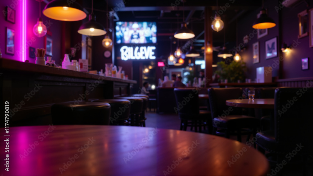 Table in the pub. The second plan is blurry.