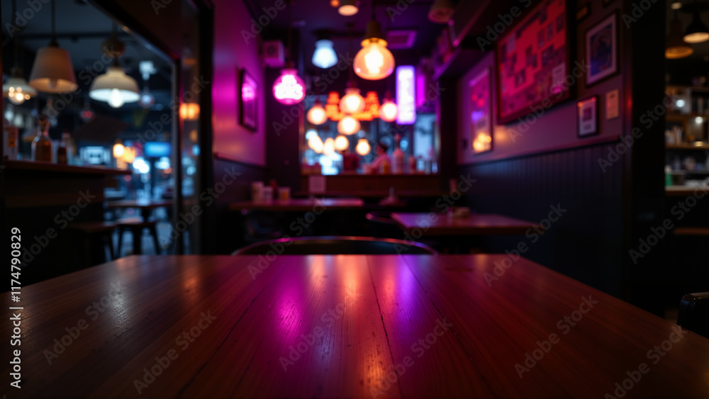 Table in the pub. The second plan is blurry.