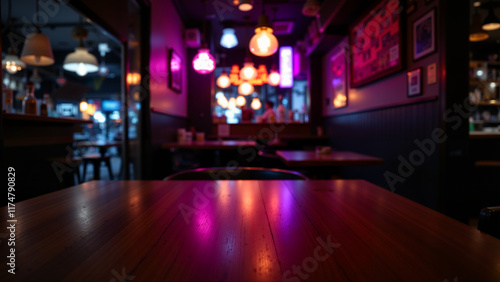 Table in the pub. The second plan is blurry.
