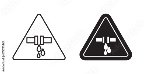 Caution safety leak of water or chemical material signs vector pack for web designs