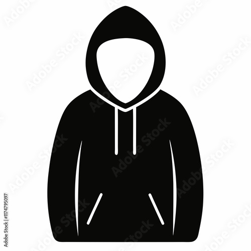 Black Hoodie Silhouette Vector Illustration on White Background