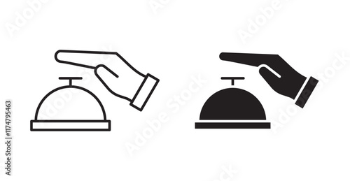 Hand touching service bell icons vector pack for web designs