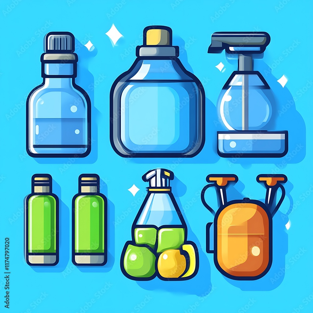 Colorful Bottles and Containers Collection Design Colorful Bottles and Containers Collection Design