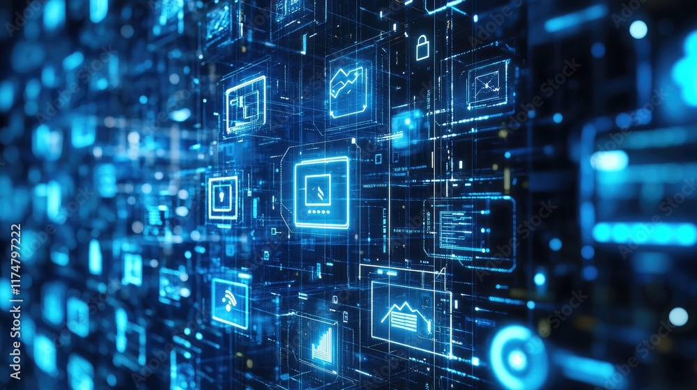 Abstract Digital Network Data Interface Visualization Abstract Digital Network Data Interface Visualization