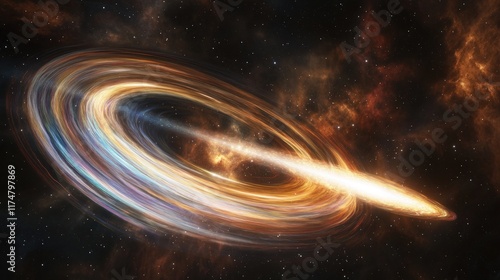 Glowing Accretion Disk Surrounding a Supermassive Black Hole photo