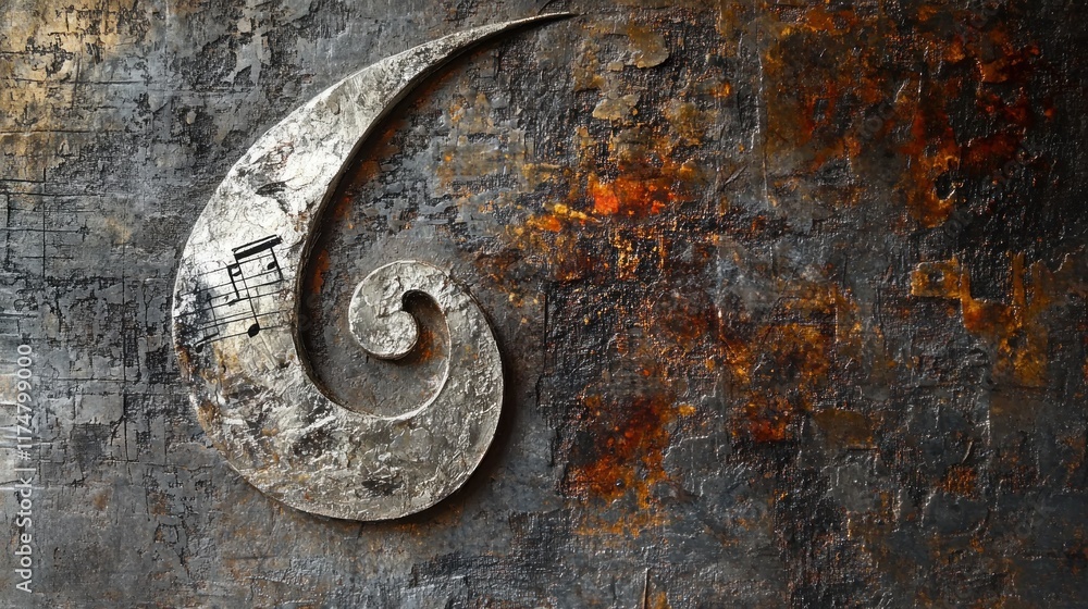 Abstract Music Note on a Metal Background Abstract Music Note on a Metal Background