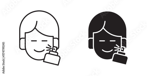 Spray on face vector line icon illustration