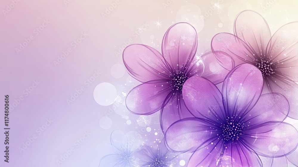 Delicate Purple Flowers Soft Background Design Delicate Purple Flowers Soft Background Design
