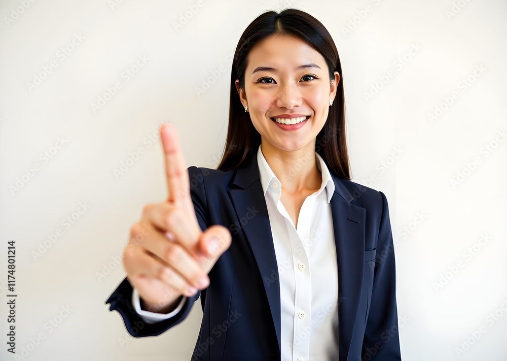 Businesswoman pointing with a finger isolated on white background Businesswoman pointing with a finger isolated on white background