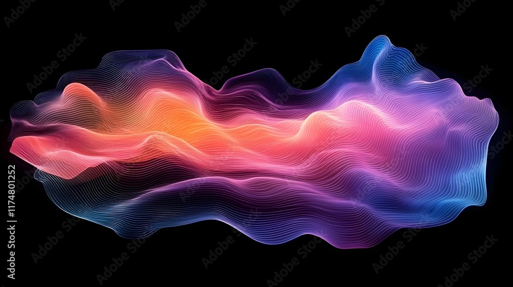 Obraz premium Captivating abstract digital artwork featuring a dynamic flow of vibrant multicolored lights that swirl and undulate in a surreal ethereal and captivating cosmic dreamscape