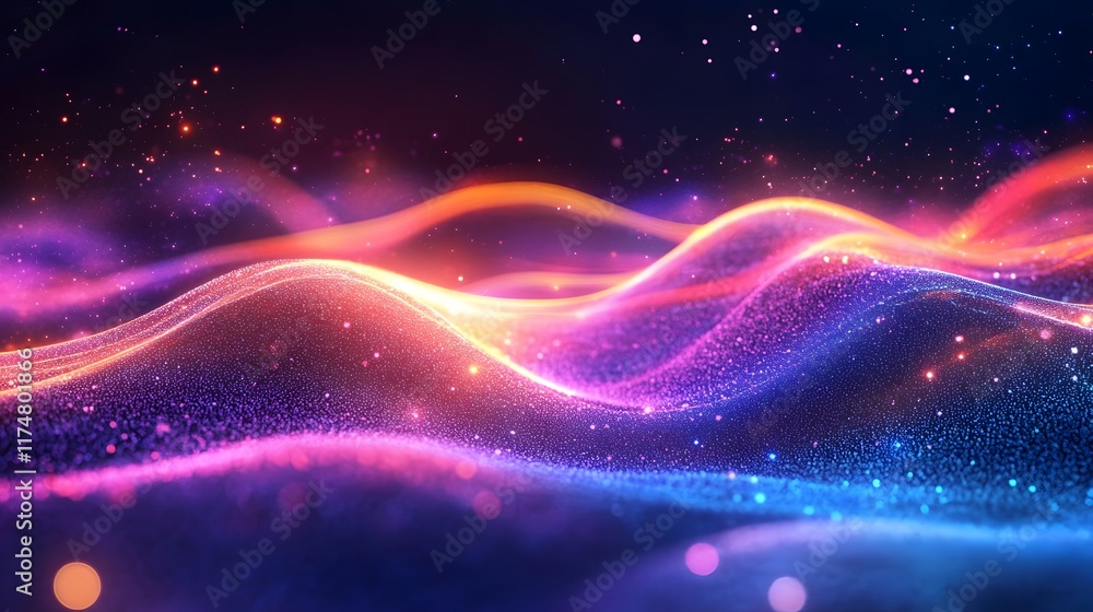 Obraz premium Captivating abstract background with dynamic waves of colorful glowing and luminous energy Visually striking digital art design with a futuristic ethereal and mesmerizing aesthetic