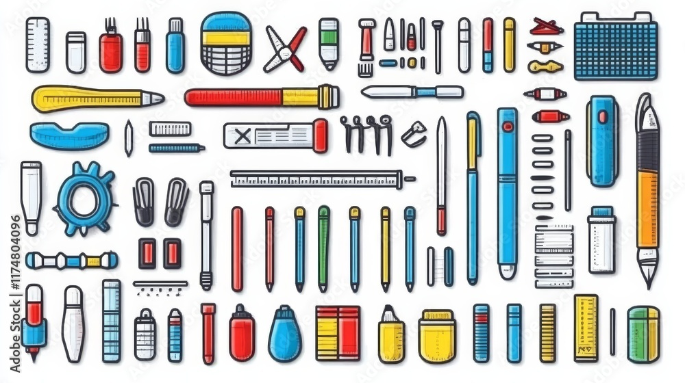 A vibrant collection of diverse stationery and art supplies A vibrant collection of diverse stationery and art supplies