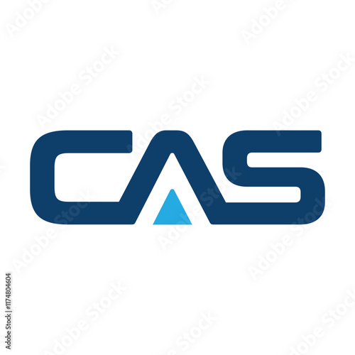 The image shows a flat monogram logo design of an initial letter CAS in blue color that looks bold and sharp on a white background