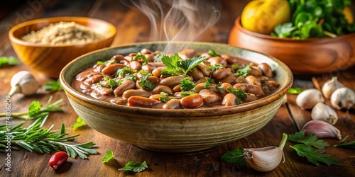 Delicious Foul Medames: Authentic Egyptian Breakfast Dish - Stock Photo photo