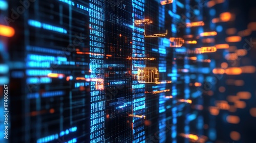 Abstract Digital Data Stream With Sim Card Icon