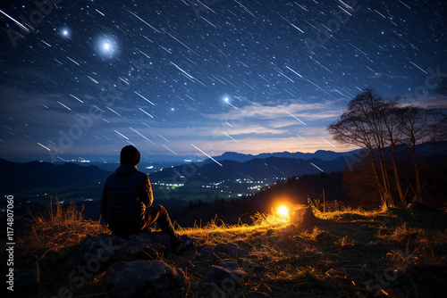 meteor shower is a breathtaking display of shooting meteors luminous cosmic trails and an overwhelming feeling of amazement and fascination that these nocturnal occurrences bring to starry sky photo