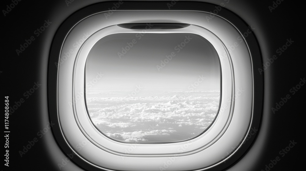 Serene View from an Airplane Window Above the Clouds Serene View from an Airplane Window Above the Clouds